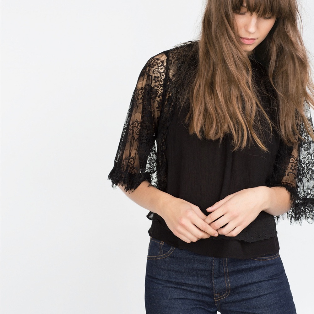 Zara babydoll lace blouse xs